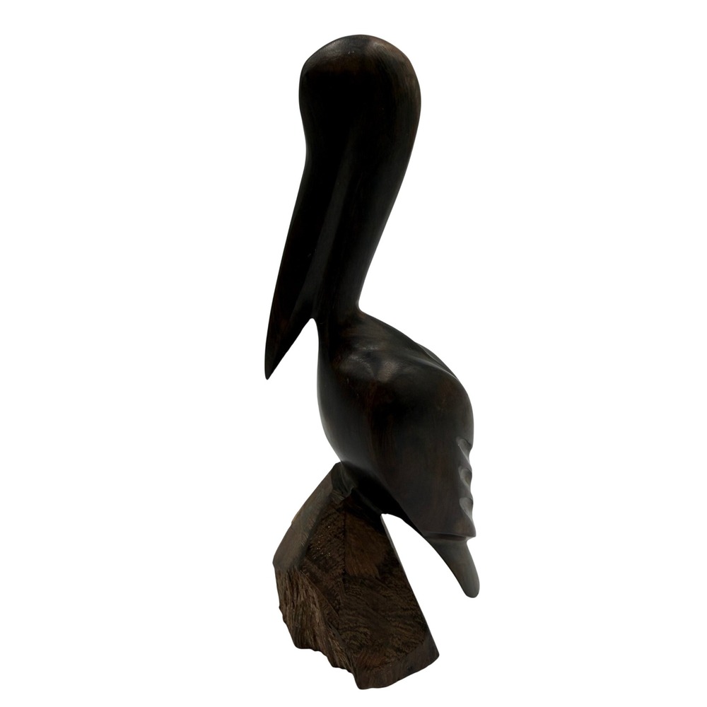 Vintage Hand Carved Ironwood Pelican Figurine Sculpture Mid Century Modern Decor